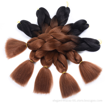Wholesale Jumbo color ombre Synthetic Braiding Hair Colors Two Tone Black African Crochet Braids Bulk For Box Braids
